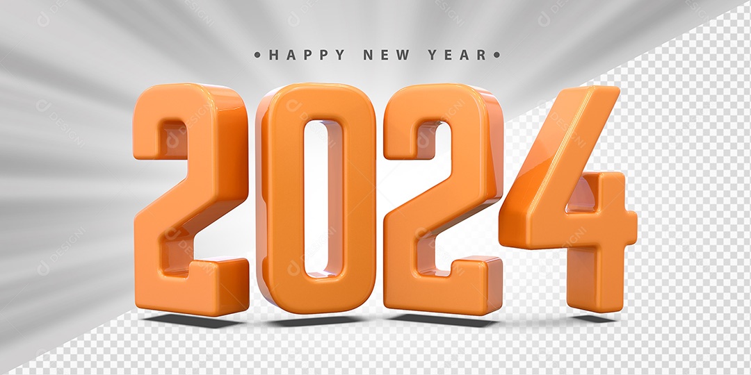 Feliz Ano Novo 2024 Laranjado Social Media PSD Editável