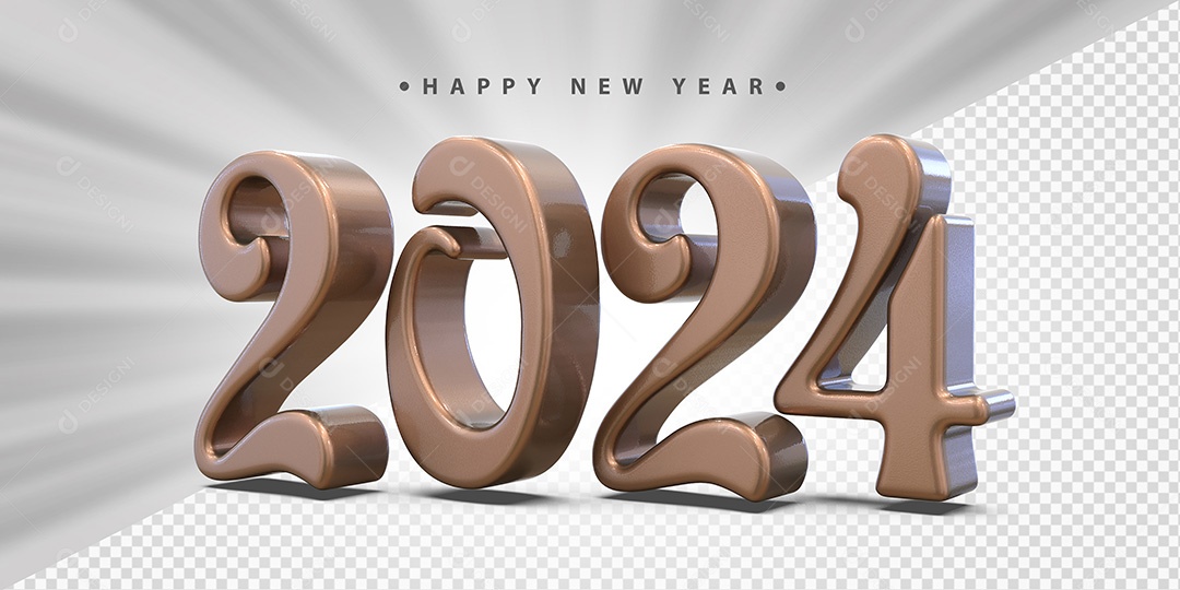 Feliz Ano Novo 2024 Marrom Social Media PSD Editável