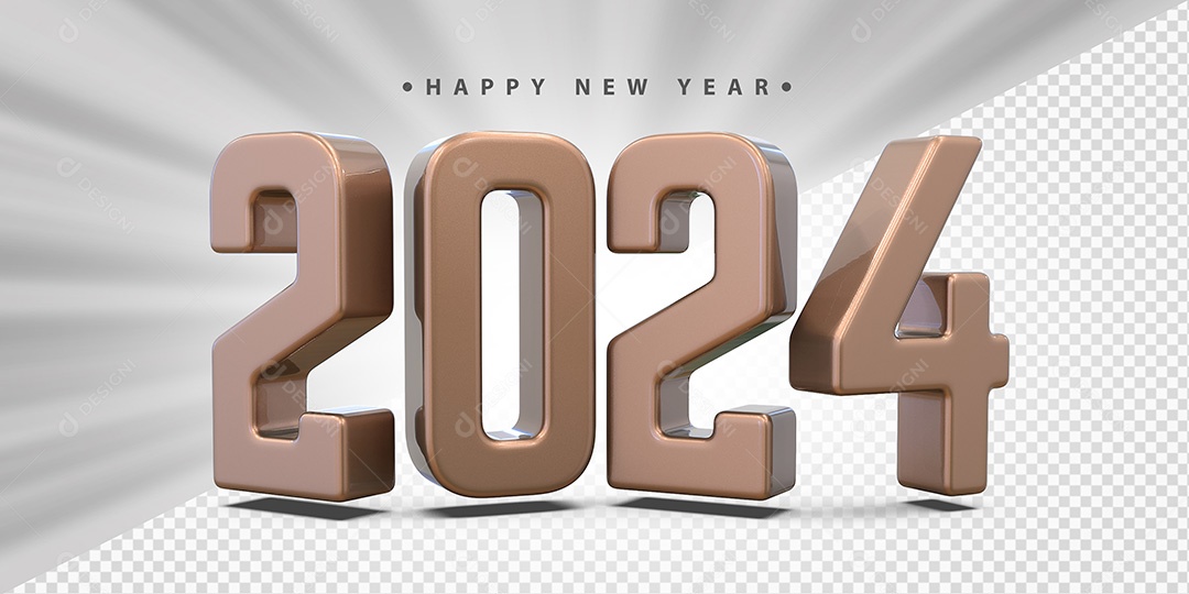 Feliz Ano Novo 2024 Marrom Social Media PSD Editável