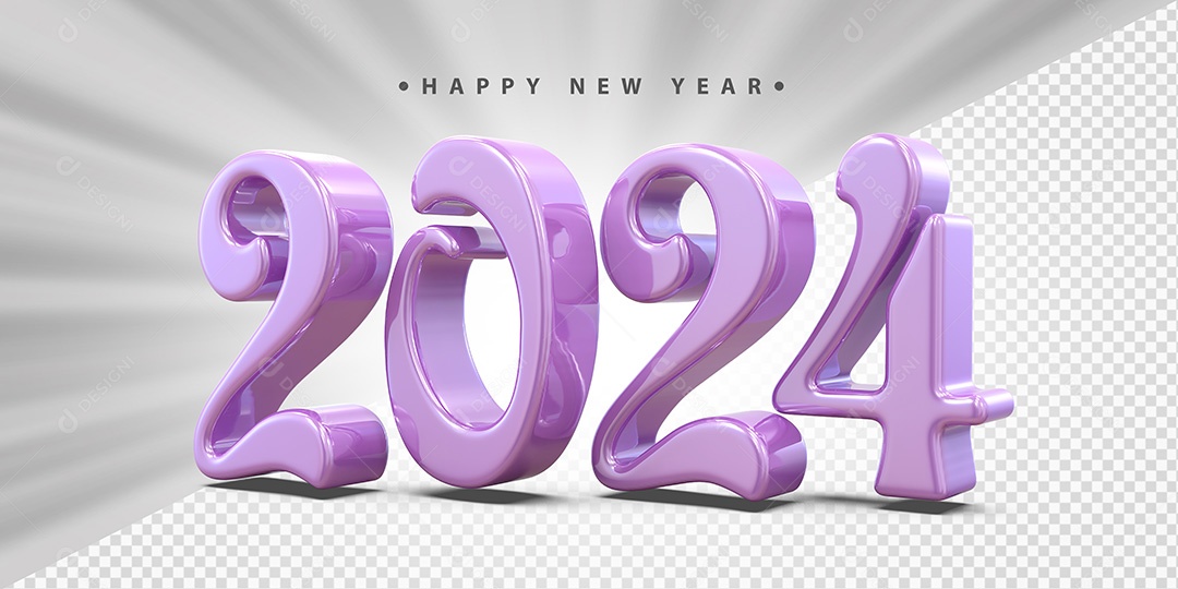 Feliz Ano Novo 2024 Roxo Social Media PSD Editável