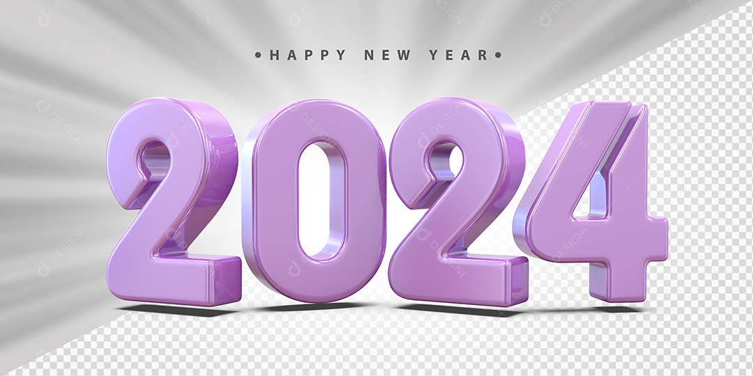 Feliz Ano Novo 2024 Roxo Social Media PSD Editável