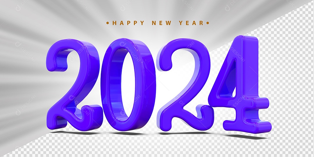 Feliz Ano Novo 2024 Roxo Social Media PSD Editável