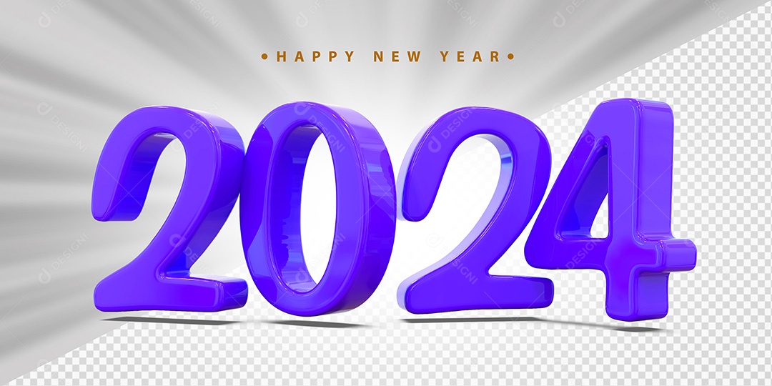 Feliz Ano Novo 2024 Roxo Social Media PSD Editável