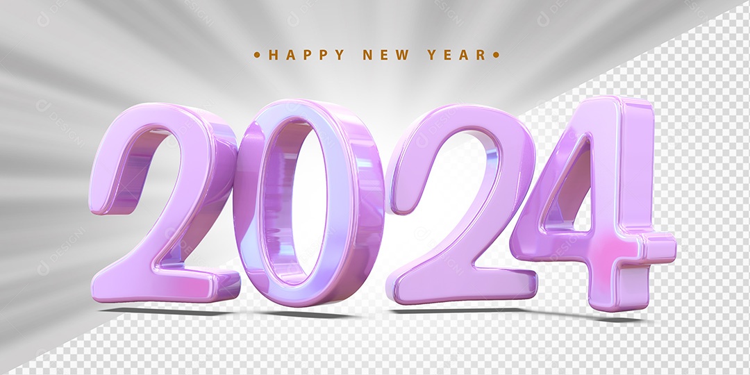 Feliz Ano Novo 2024 Roxo Social Media PSD Editável