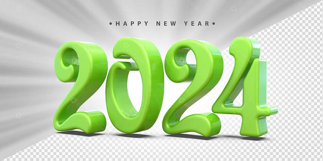 Feliz Ano Novo 2024 Verde Social Media PSD Editável