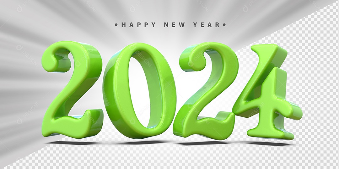 Feliz Ano Novo 2024 Verde Social Media PSD Editável