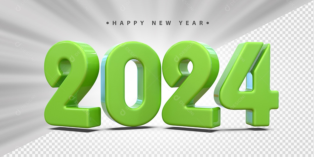 Feliz Ano Novo 2024 Verde Social Media PSD Editável
