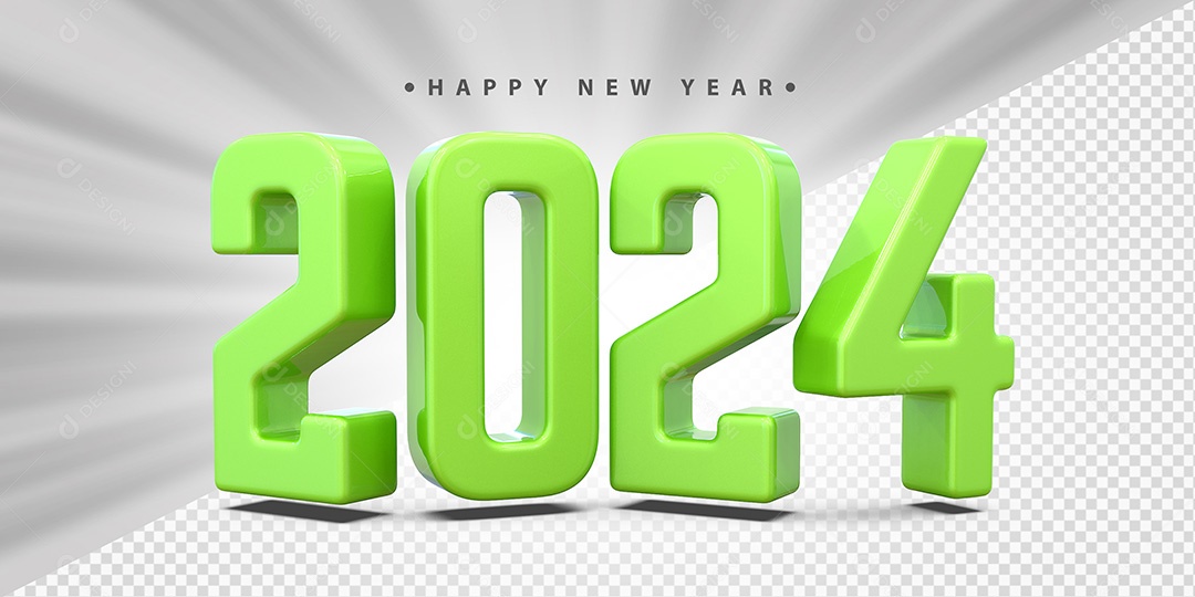 Feliz Ano Novo 2024 Verde Social Media PSD Editável