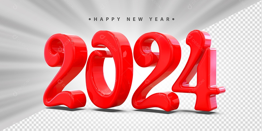 Feliz Ano Novo 2024 Vermelho Social Media PSD Editável