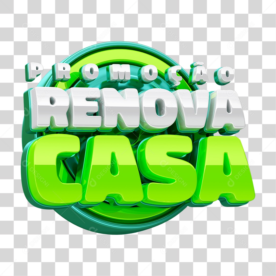 Selo 3D Promoção Renova Casa Para Composição PNG Transparente
