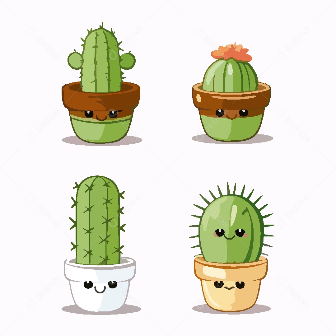 Conjunto de Desenhos de Cactos Vetor EPS