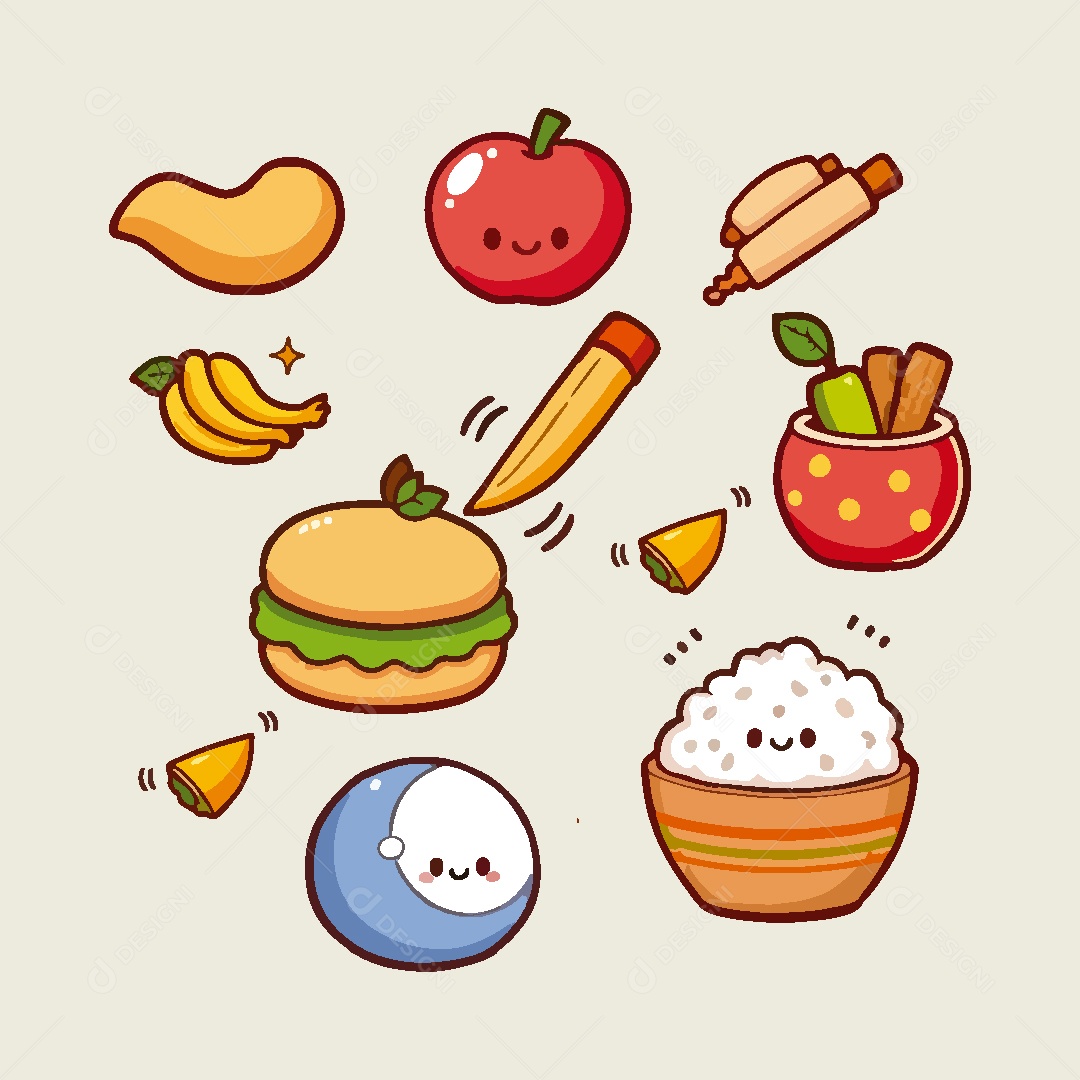 Conjunto de Desenhos de Comidas Vetor EPS