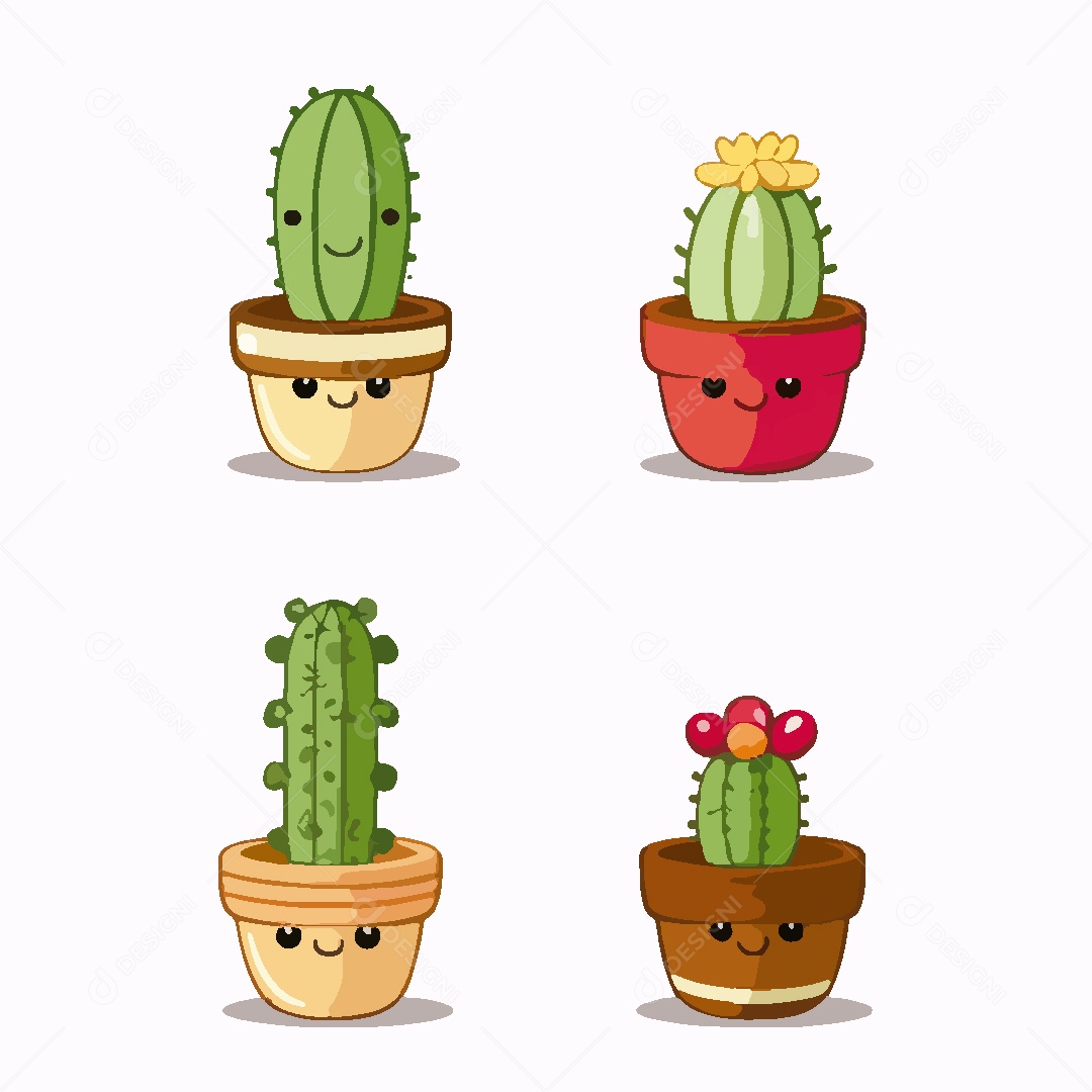 Conjunto de Cactos Vetor EPS