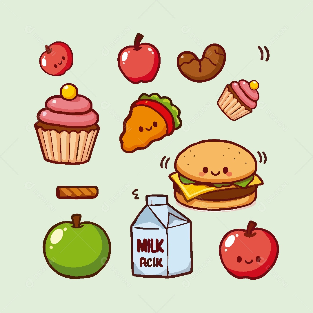 Conjunto de Desenhos de Comida Vetor EPS