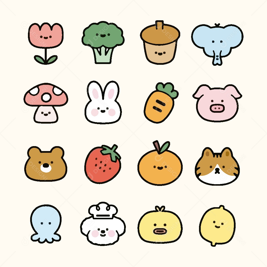 Conjunto de Desenhos Ilustração Vetor EPS