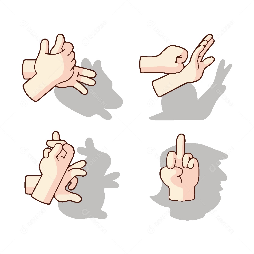 Conjunto de Sinais de Libras Ilustração Vetor EPS