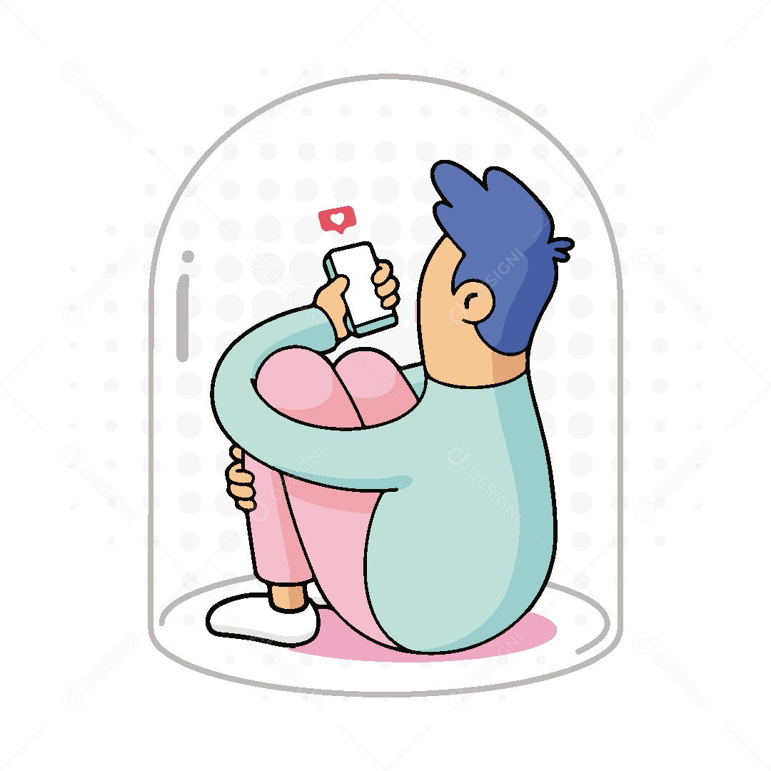 Homem Usando Smartfone Ilustração Vetor EPS