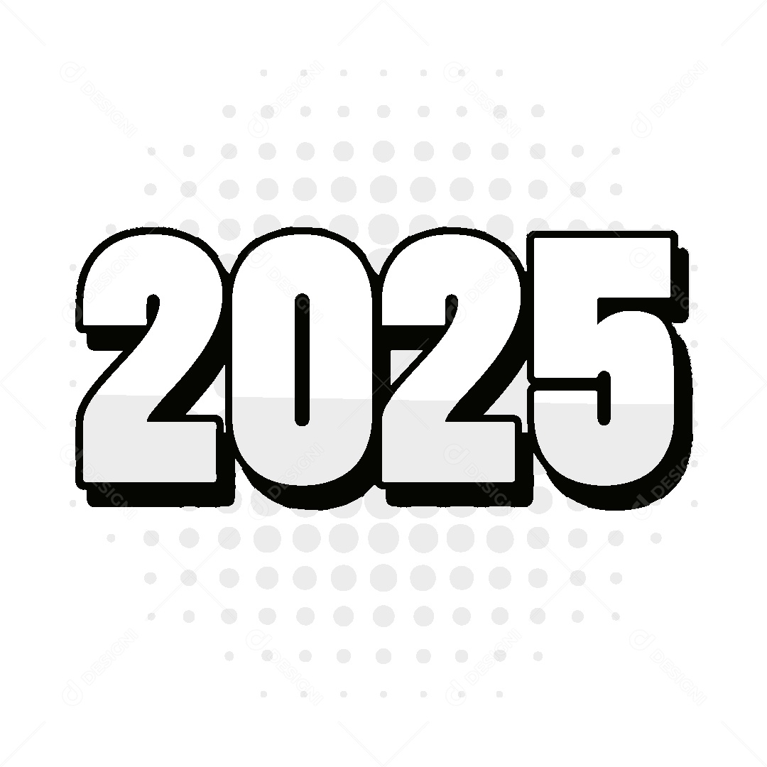 Desenho 2025 Ano Novo Ilustração Vetor EPS