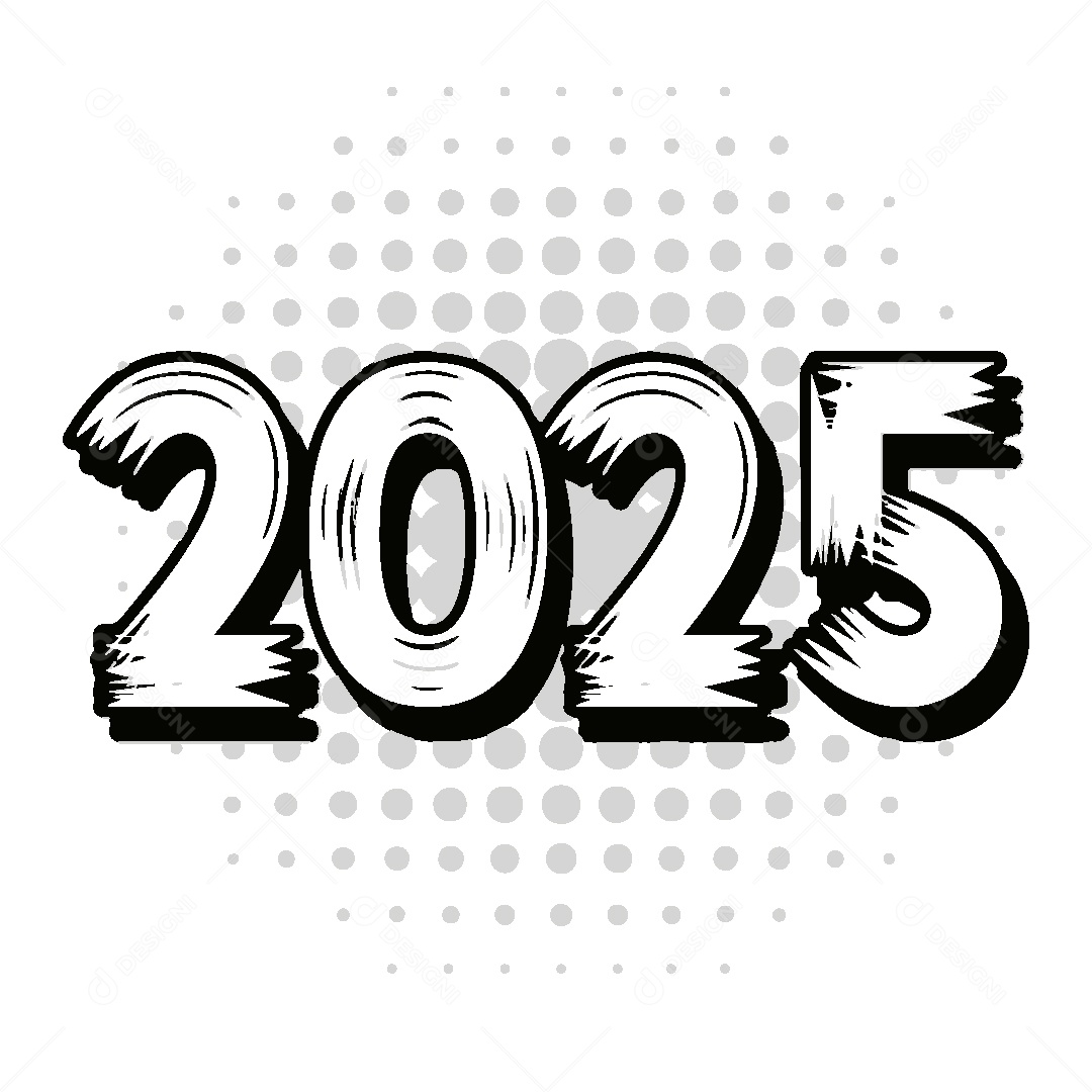 Desenho 2025 Ano Novo Ilustração Vetor EPS