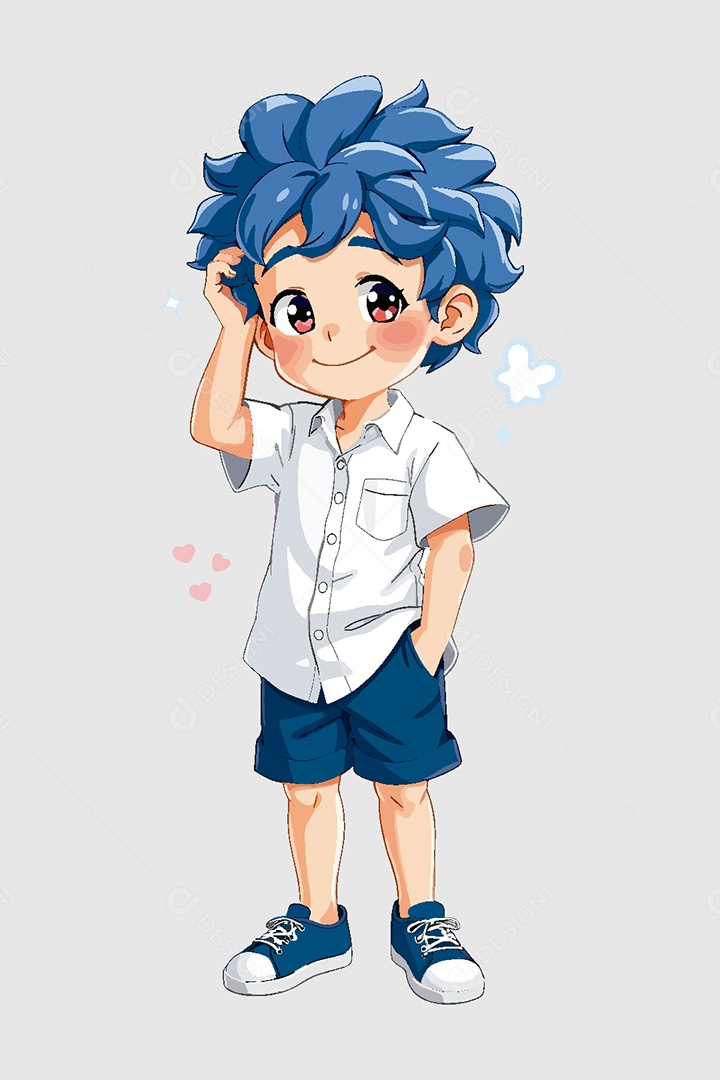 Garoto Personagem de Anime Vetor EPS