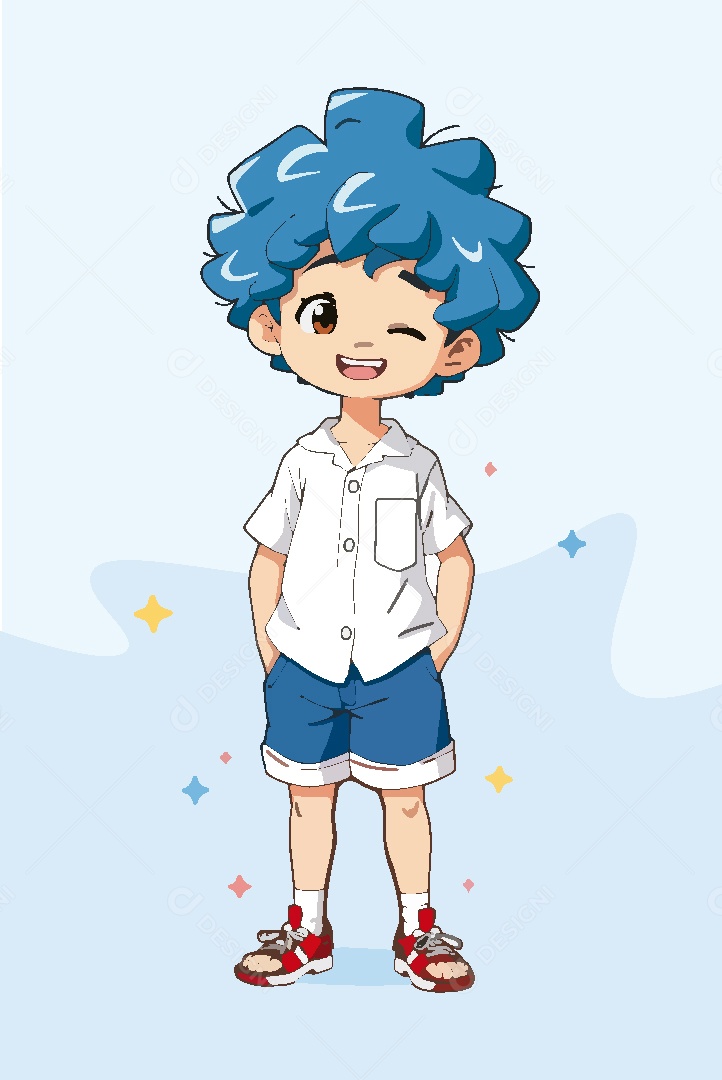 Garoto Personagem de Anime Vetor EPS