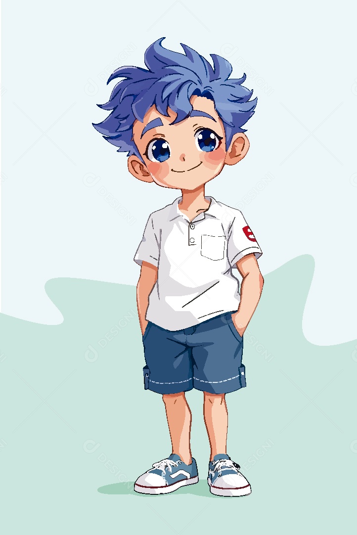 Garoto Personagem de Anime Vetor EPS