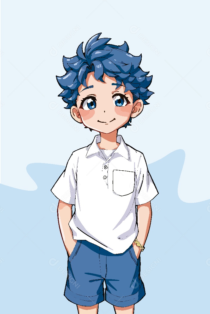 Garoto Personagem de Anime Vetor EPS