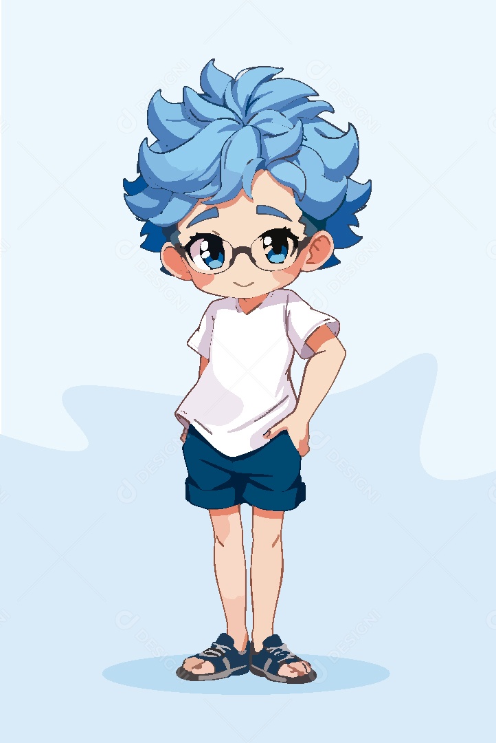 Garoto Personagem de Anime Vetor EPS