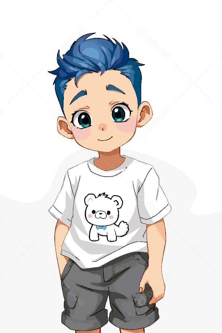 Garoto Personagem de Anime Vetor EPS