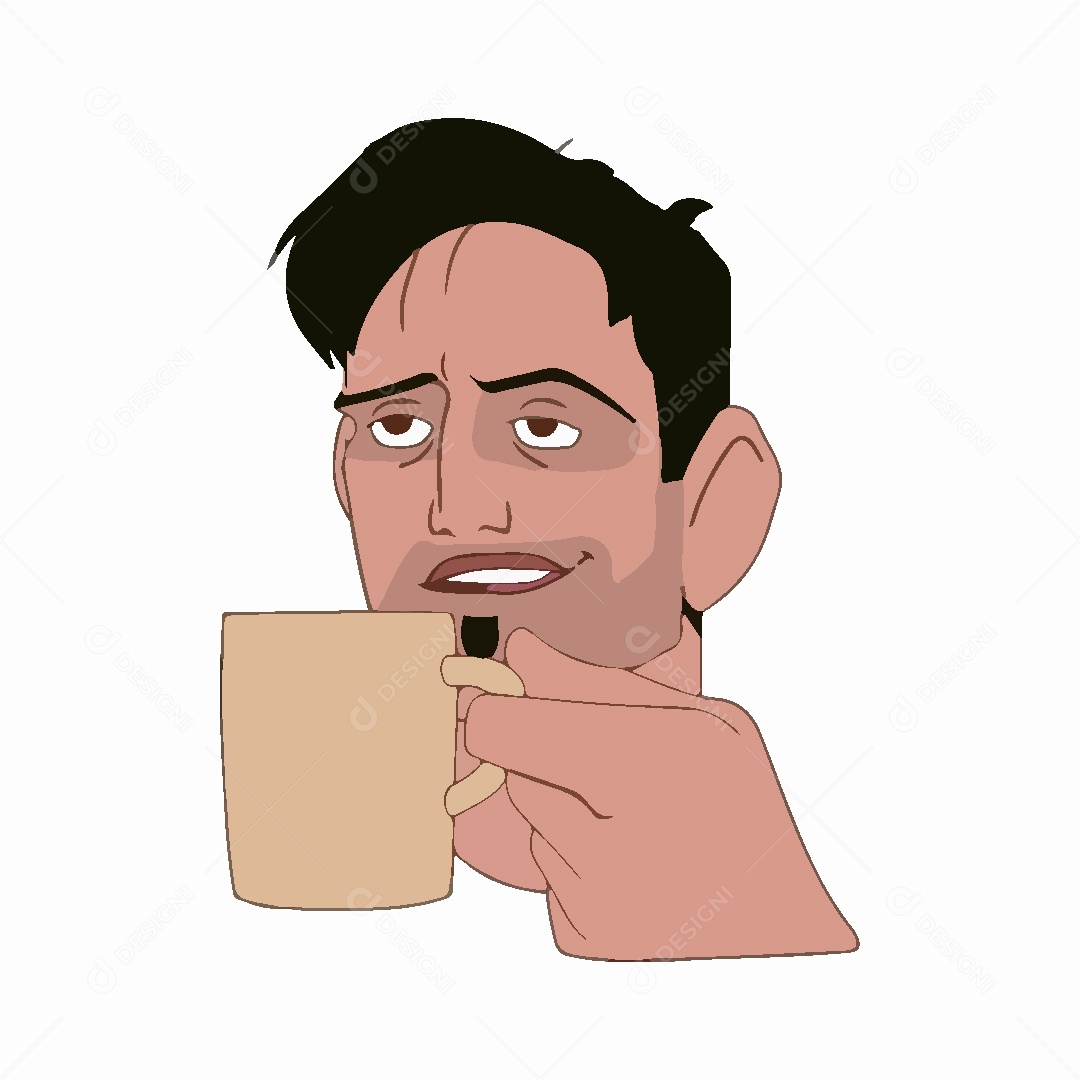 Homem Tomando Café Ilustração Vetor EPS