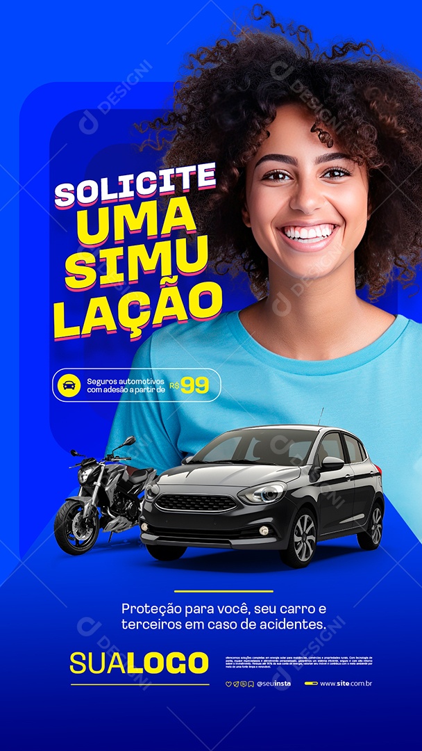 Story Seguradora Solicite Uma Simulação Social Media PSD Editável