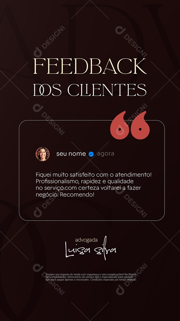 Story Advogado Feedback dos Clientes Social Media PSD Editável