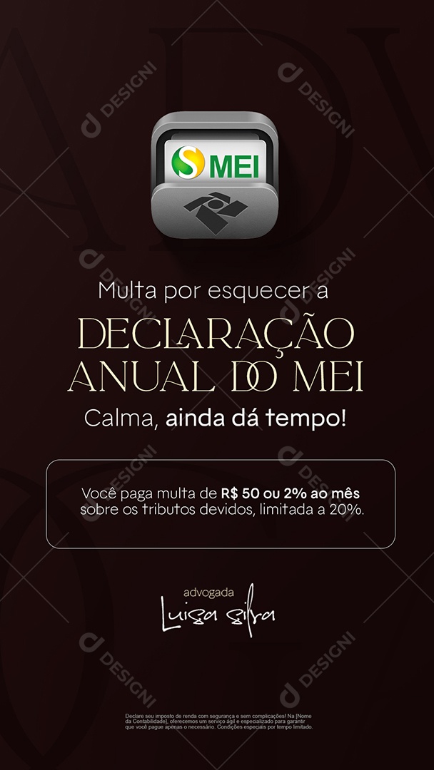 Story Advogado Multa por Esquecer a Declaração Anual do MEI Social Media PSD Editável