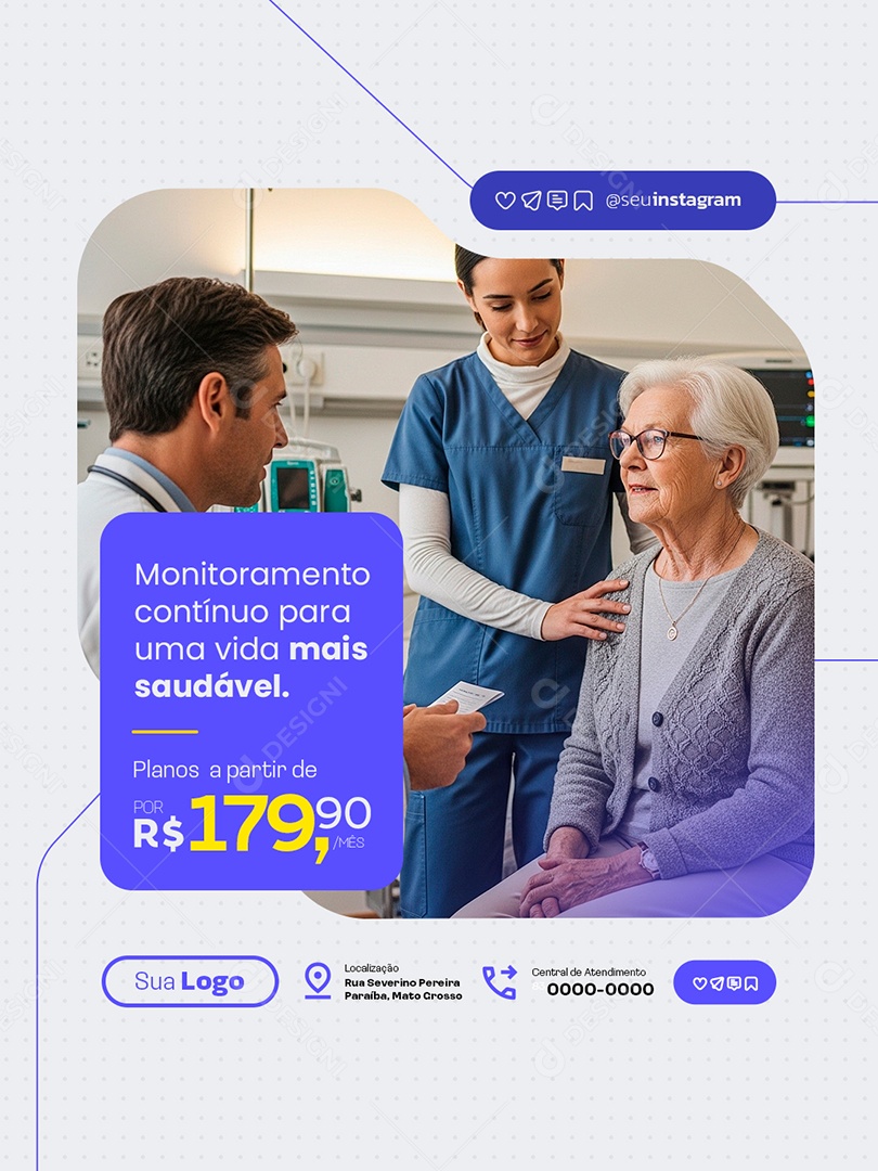 Cuidador de Idosos Monitoramento Contínuo para Uma Vida Mais Saudável Social Media PSD Editável