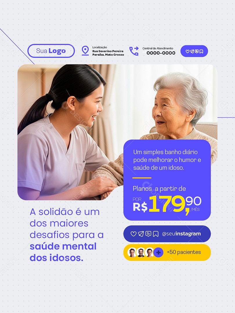 Cuidador de Idosos A Solidão é Um Dos Maiores Desafios Social Media PSD Editável