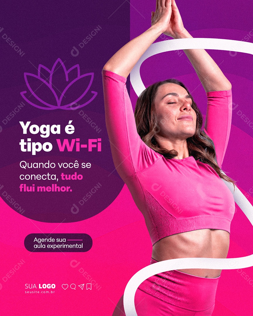 Aula de Yoga é Tipo Wi-fi Social Media PSD Editável