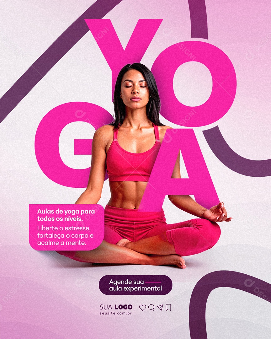 Aula de Yoga para Todos os Níveis Social Media PSD Editável