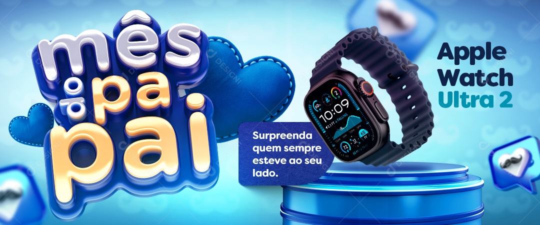 Banner Mês dos Pais 10 de Agosto Parabéns Social Media PSD Editável