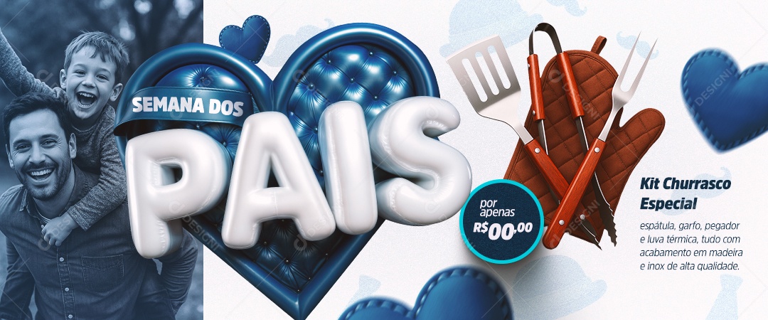 Banner Semana dos Pais 10 de Agosto Parabéns Social Media PSD Editável