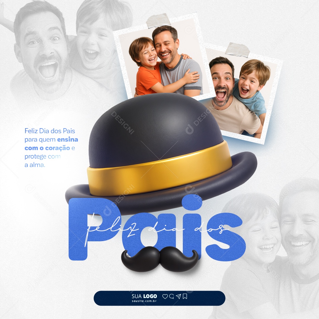 Feliz Dia dos Pais 10 de Agosto Parabéns Social Media PSD Editável