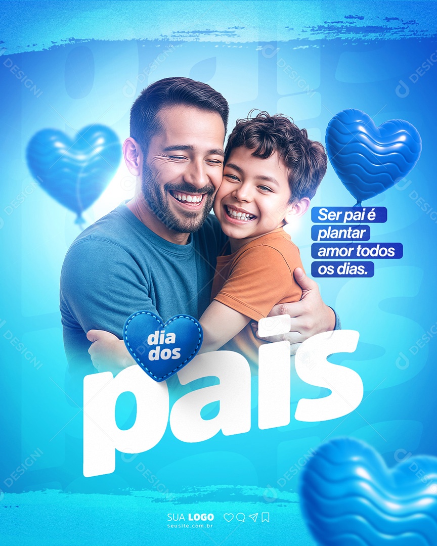 Feliz Dia dos Pais 10 de Agosto Parabéns Social Media PSD Editável