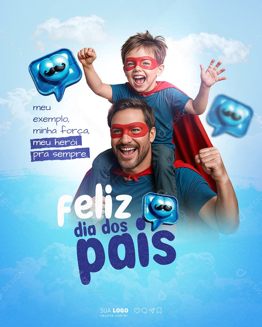 Feliz Dia dos Pais 10 de Agosto Parabéns Social Media PSD Editável