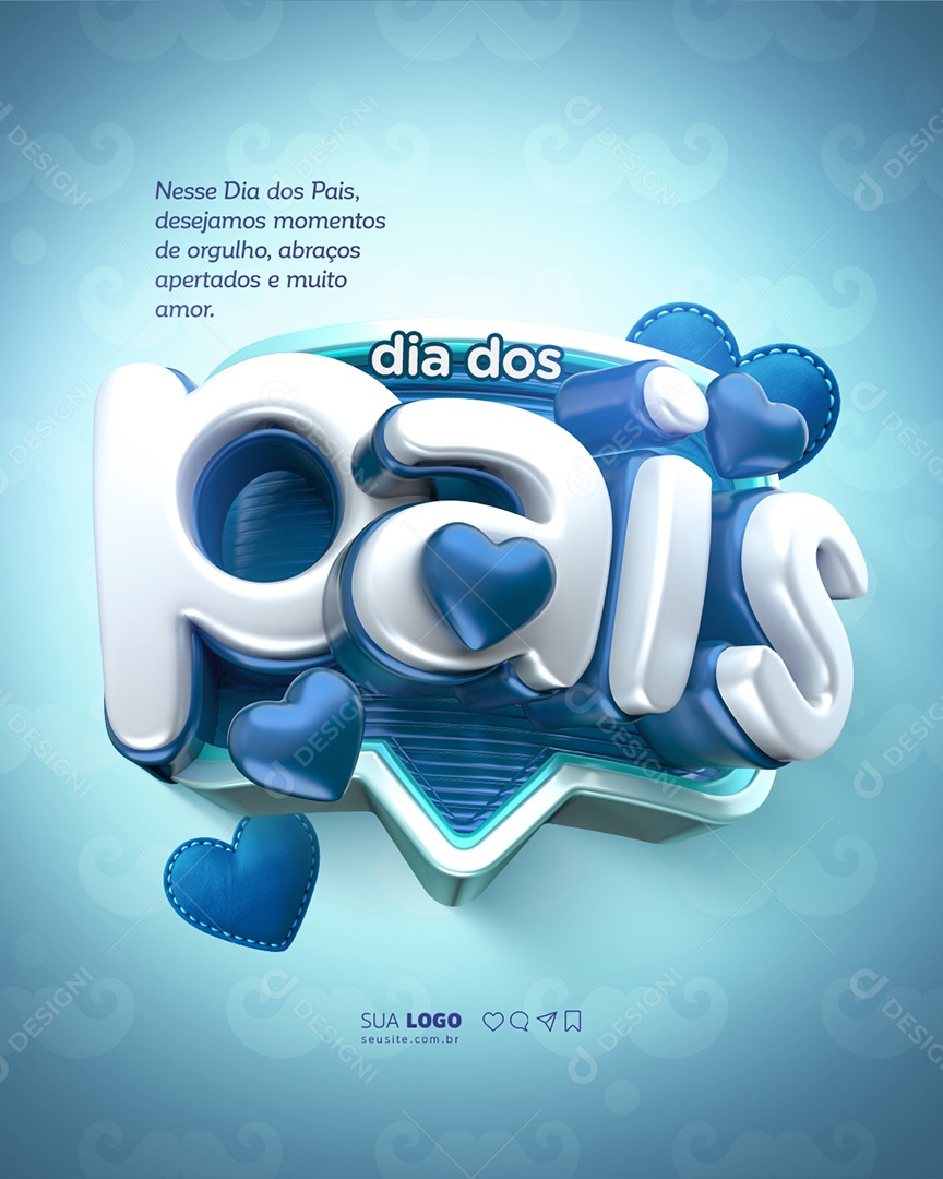 Feliz Dia dos Pais 10 de Agosto Parabéns Social Media PSD Editável