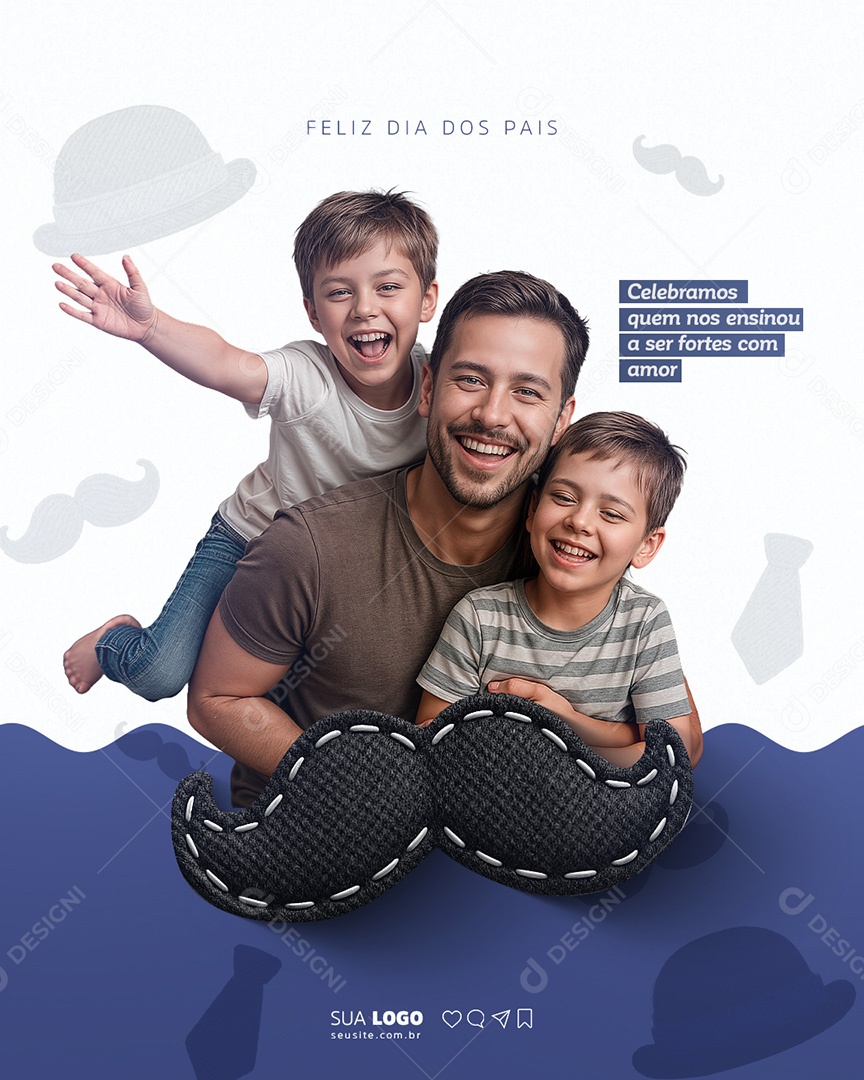 Feliz Dia dos Pais 10 de Agosto Parabéns Social Media PSD Editável