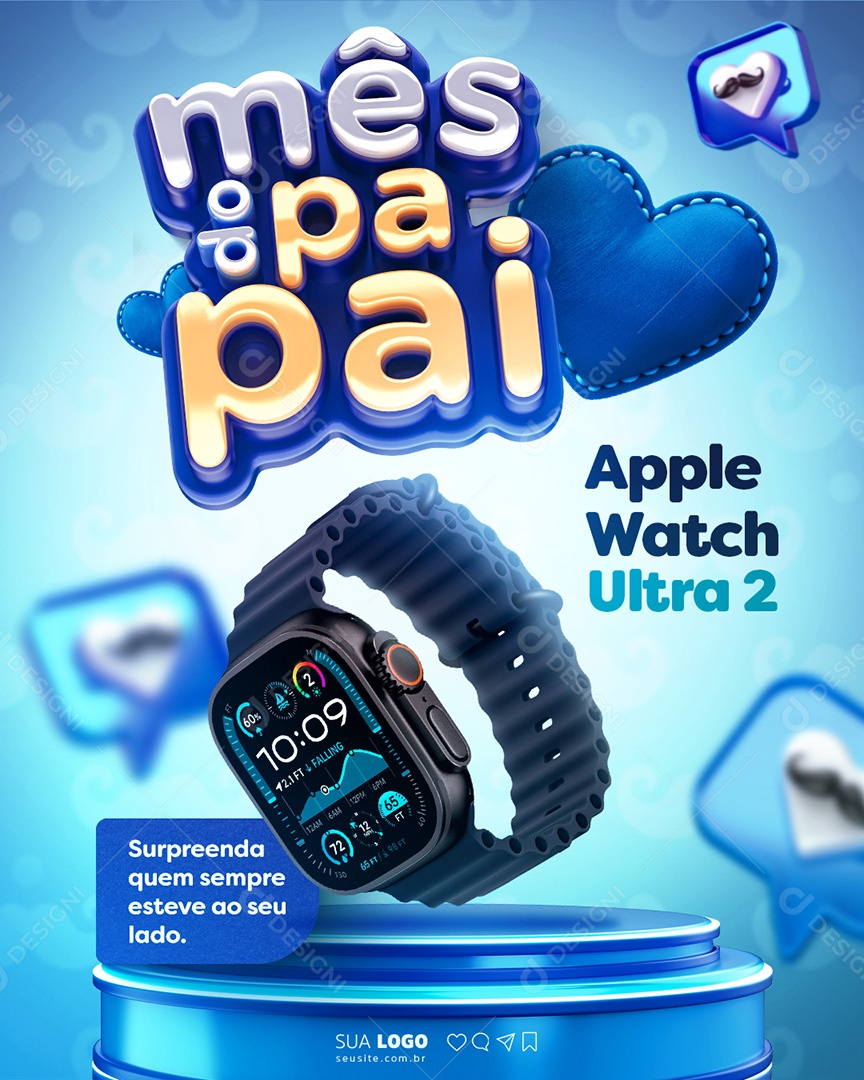 Feliz Dia dos Pais 10 de Agosto Parabéns Social Media PSD Editável