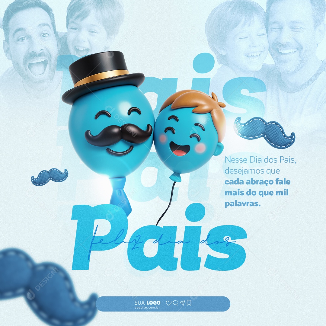 Feliz Dia dos Pais 10 de Agosto Parabéns Social Media PSD Editável