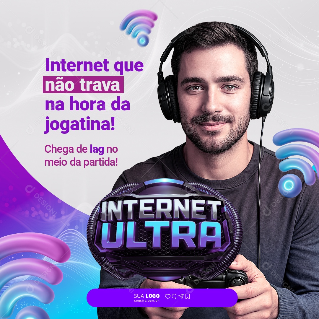 Provedor de Internet Social Media PSD Editável