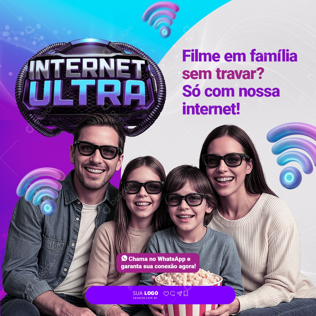 Provedor de Internet Social Media PSD Editável