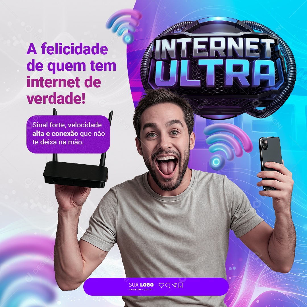 Provedor de Internet Social Media PSD Editável