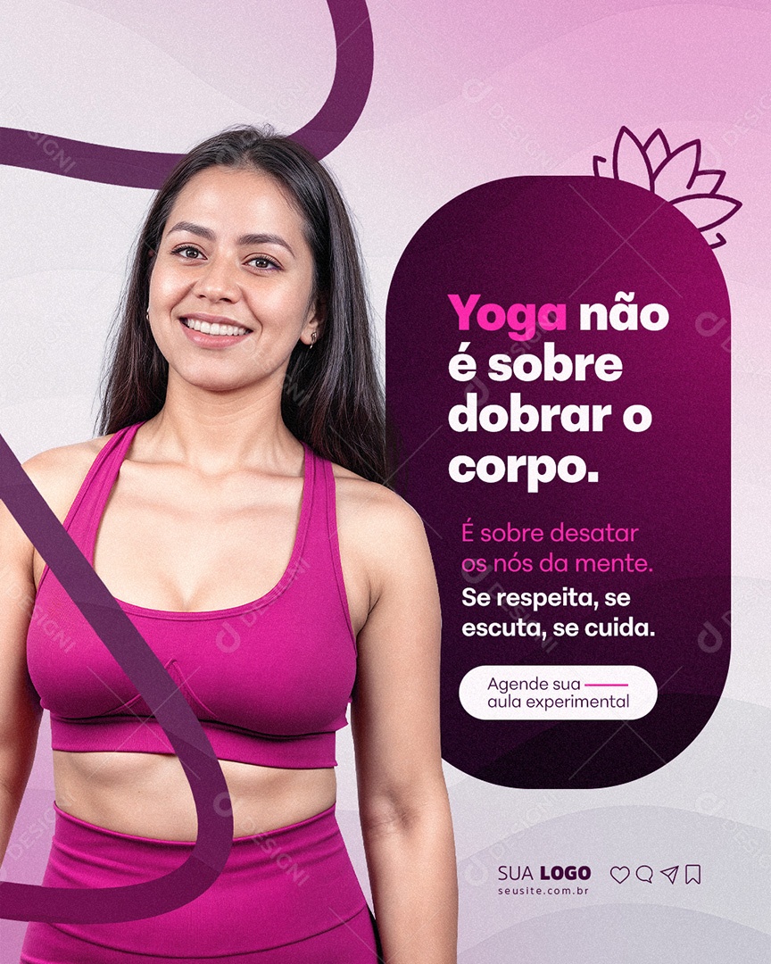 Yoga Não é Sobre Dobrar o Corpo Social Media PSD Editável